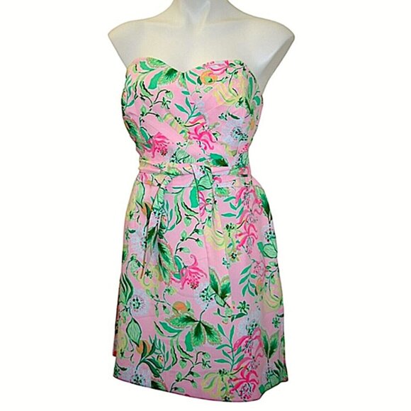 Lilly Pulitzer Kylo Strapless Skirted Romper in Via Amore Spritzer NWT - Size 8 - Picture 7 of 9